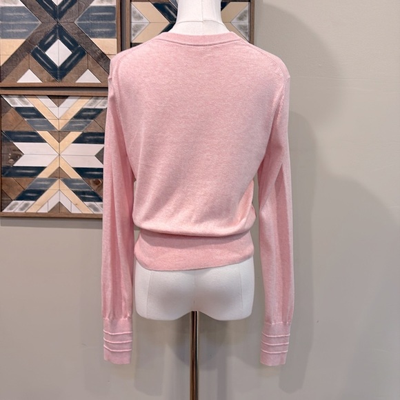 Lululemon Crossover Ribbed Waist Sweater Cotton Cashmere Heathered Dew Pink 4 - Picture 5 of 9